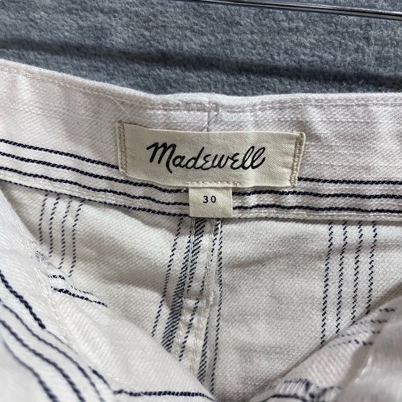 Madewell Tan and Blue Flat Front Shorts - Picture 3 of 6